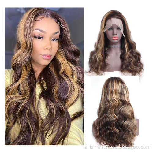 HD Pre plucked Bleached Knots Lace Frontal Wig Human Hair Highlight Color Deep Wave Wig Lace Front HD Frontal Hair Products